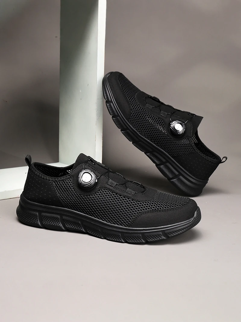 Men's Summer Lightweight Breathable Running Shoes Soft Bottom Anti-Odor Rotation Buckle Lightweight Climbing Non-Slip Casual ...