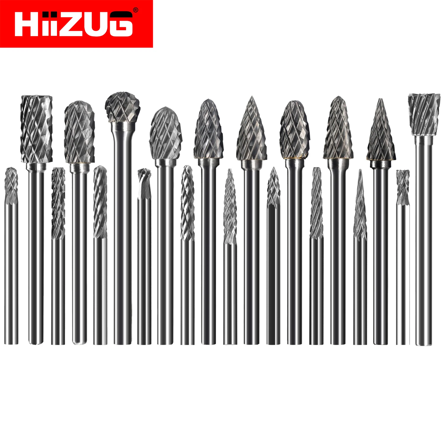 20pcs 3mm Rotary Burr Files Bit Carbide Burrs Die Drill Grinder Rotary Files Mini Burrs Double Cut for Demel Wood Metal Carving