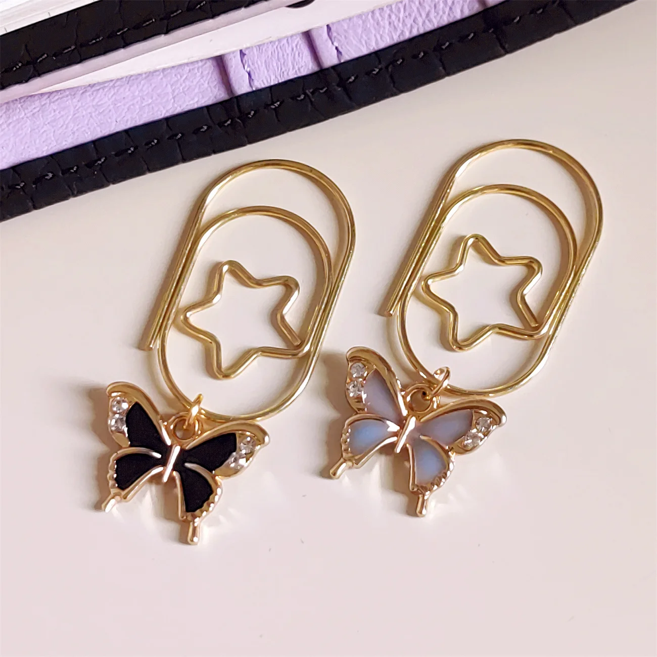 Vintage Butterfly Camellia Paper Clips Cute Bookmark Ins Style Book Decoration Notebook Planner Accessories