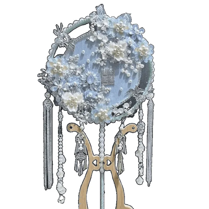 

Wedding Bride Blue Series Girlfriend Wedding Gift Bride Wedding Handheld Face Cover Xifan Xiuhe Group Fan