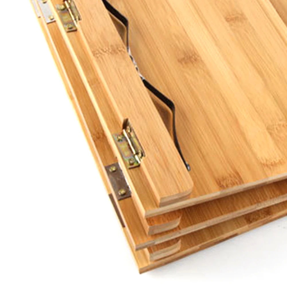 

34x24cm Bamboo Reading Stand Sturdy Book Holder with Tray Page Clips Hands Free Use Kitchen Workshop Portable Bookstand