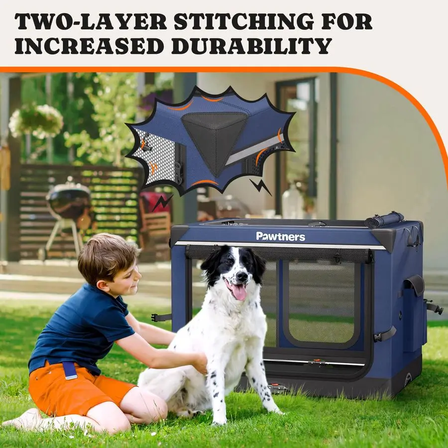 Dog Crate 38 Inch Foldable Soft Sided Dog Crate for Large Dogs, Portable Dog Travel Kennel with Soft Mat for Indoors amp Outdoor 5