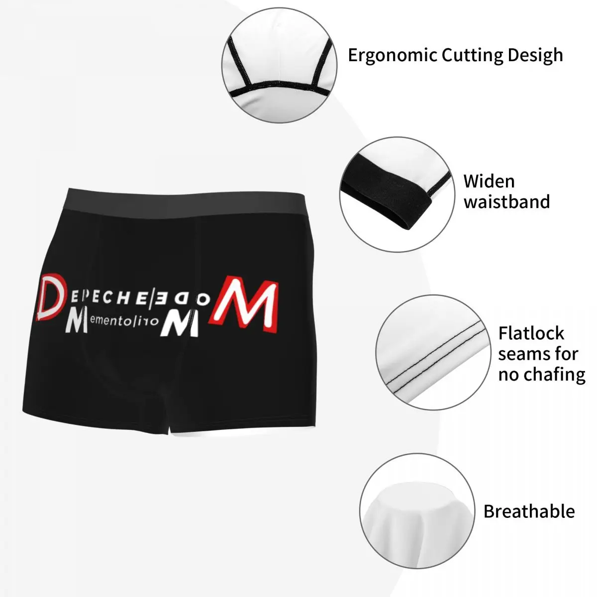 Novelty Depeches Cool Mode Boxers Shorts Panties Men\'s Underpants Stretch Music Briefs Underwear