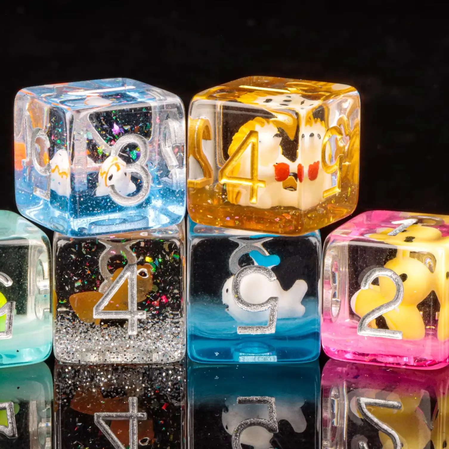 

Набор кубиков из смолы «Ежик и утка» для громких кубиков D&D, многогранные кубики с животными, кубики D и D для рождественского подарка