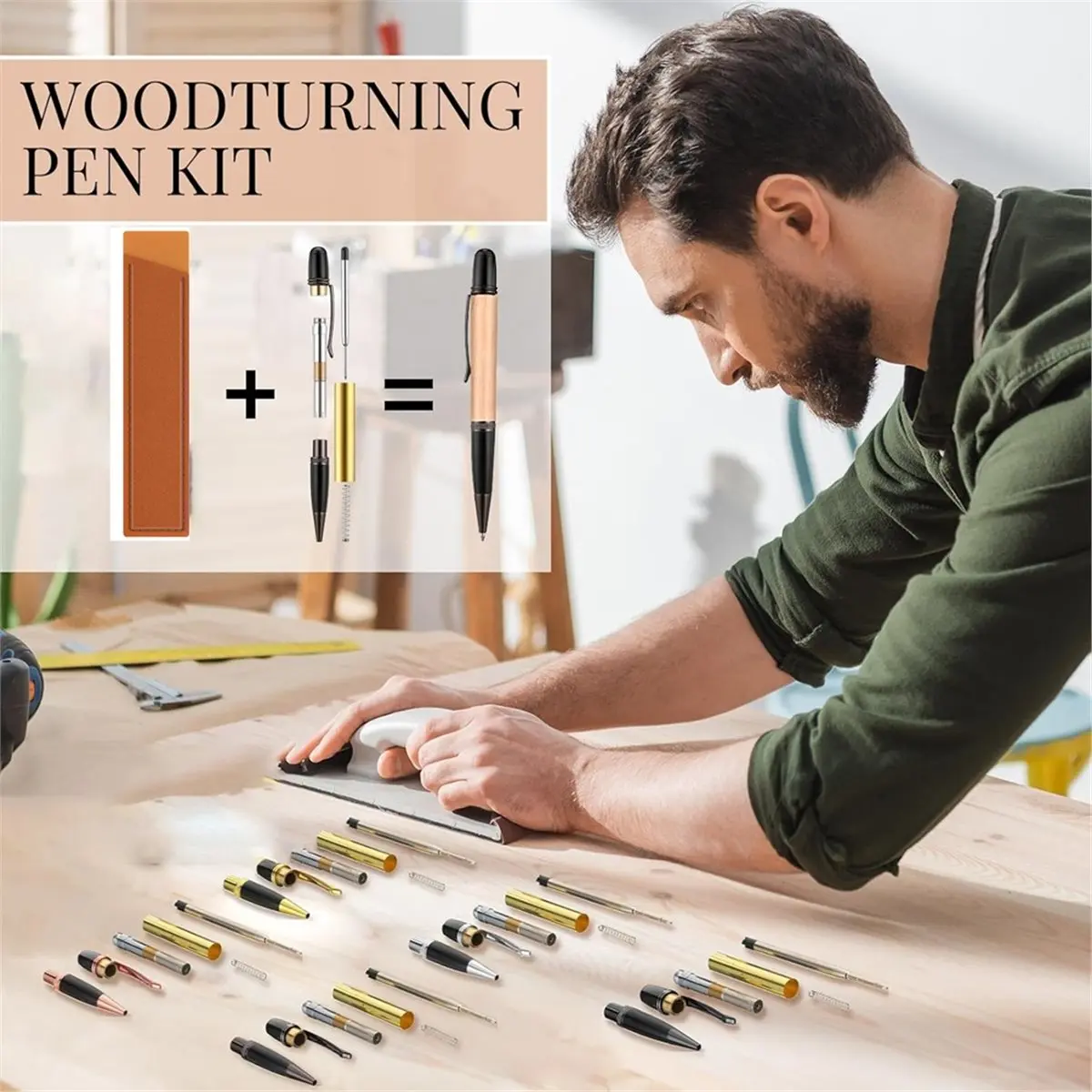 a43i]-10-set-pen-making-kit-include-10-woodturning-pen-kit-10-elegant-covers-for-diy-pen-making-classroom-teacher-student-gift