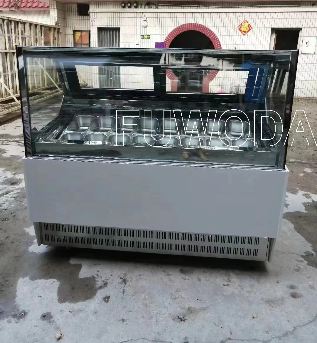 with 12 Trays High Quality Stainless Steel Ice Cream Cake Chiller Ice Cream Display Cake Showcase