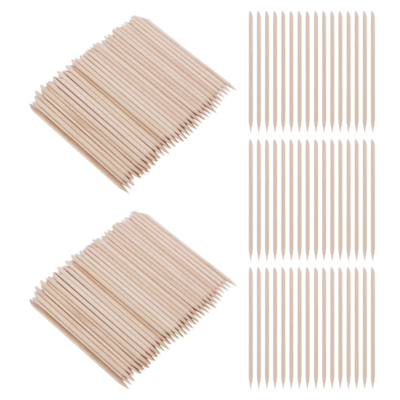 600Pcs Bamboo Dual Ended Manicure Sticks Cuticle Pusher Nail Art Tool for Home Salon Professional Nail Care Pedicure Manicure