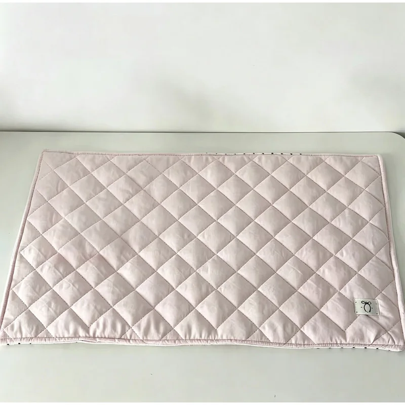 Koreanischer Ins-Stil Rosa Gepunktete Tischunterlage Dekoration Quadratisch Gesteppt Handgefertigt Zeltunterlage Tischset Untersetzer Schreibtischdekoration – Detail 1