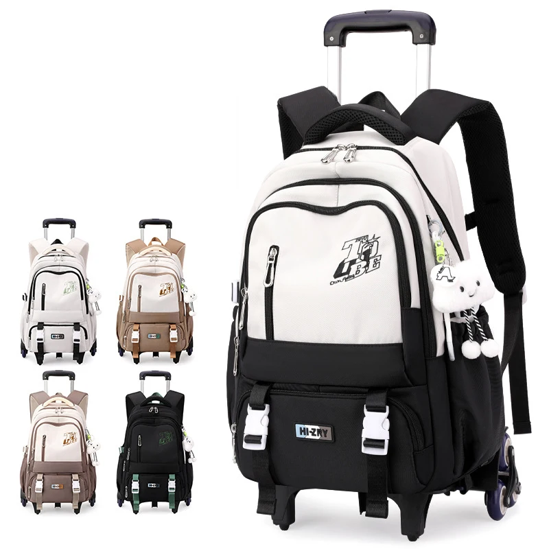 Kids School Backpack with Wheels Rolling Backpack for Girls Boys Student 2/6 Wheeled Backpack Trolley School Bag Travel Trolley