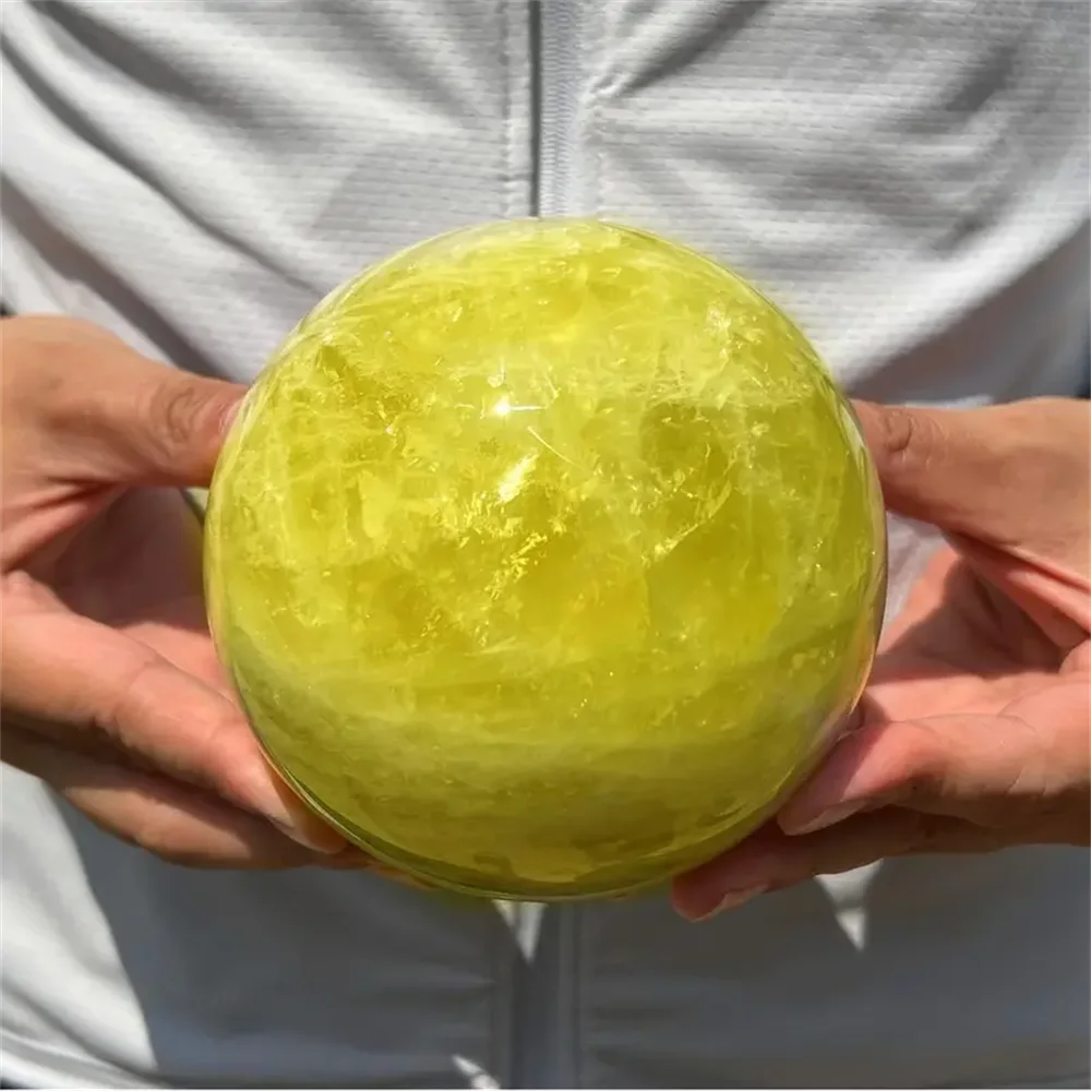 

1pc AAAA+ grade natural lemon crystal ball, with golden shimmering silver content - the ideal crystal handicraft for crystal