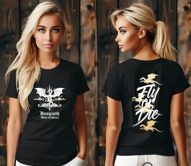 

Футболка Fourth Wing Женская футболка с двусторонним дизайном Basgiath War College