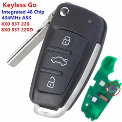 KEYECU Replacement Keyless Go Flip Remote Key 434MHz Integrated 48 Chip For Audi A1 Q3 A3 S3 2012- 2016 8X0837220 8X0 837 220 D