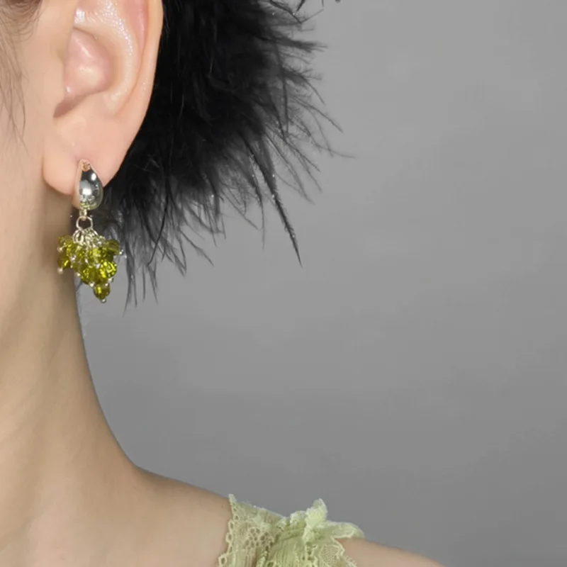 1 pair Fashionable and sweet crystal fringed earrings minimalist fresh with a touch of sophistication and a sense of elegance