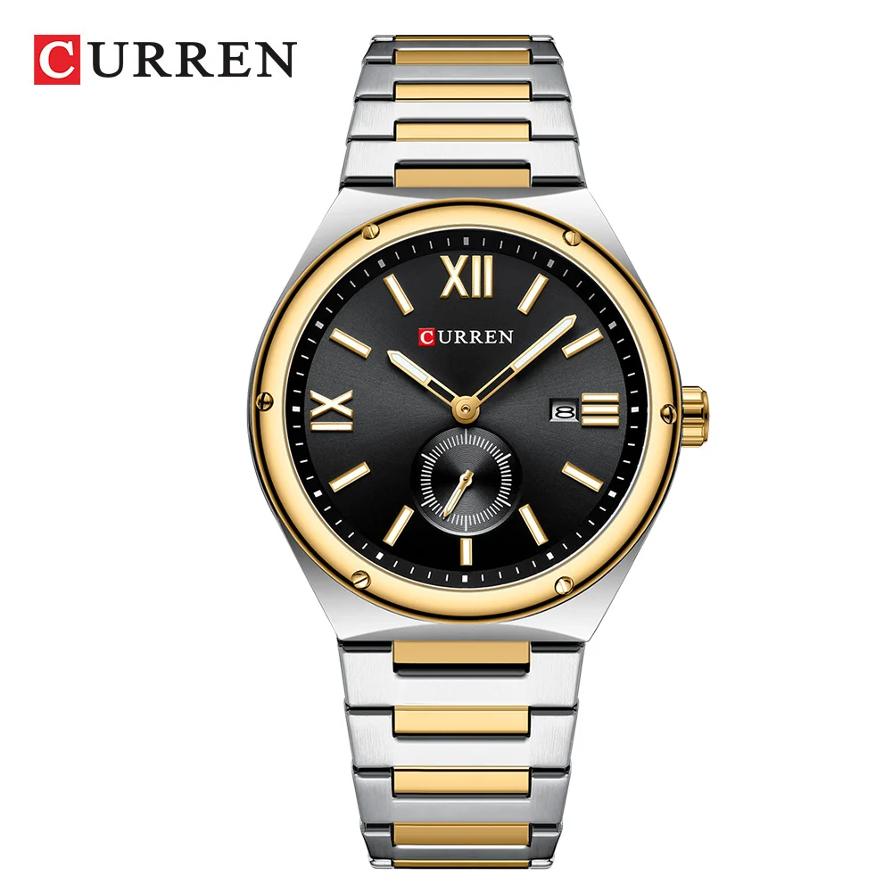 CURREN Luxury Watch Business Waterproof Male Clock Luminous Date Stainless Steel Square Quartz Men Watch reloj hombre