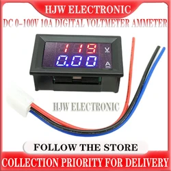 DC 0-100V 10A dijital voltmetre ampermetre çift ekran gerilim dedektörü akım ölçer paneli Amp Volt ölçer 0.28 