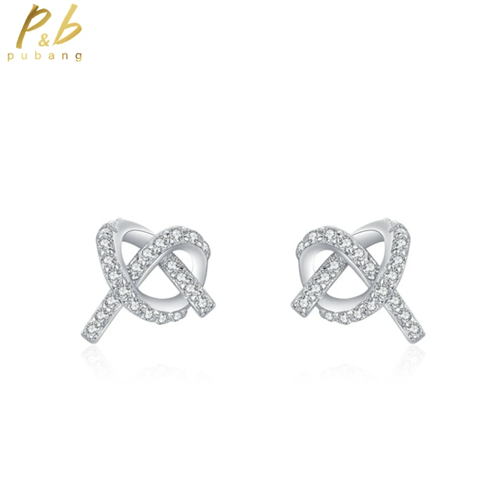 

PuBang Fine Jewelry 100% 925 Sterling Silver Full High Carbon Diamond Cross Stud Earrings for Women Engagement Gift DropShipping