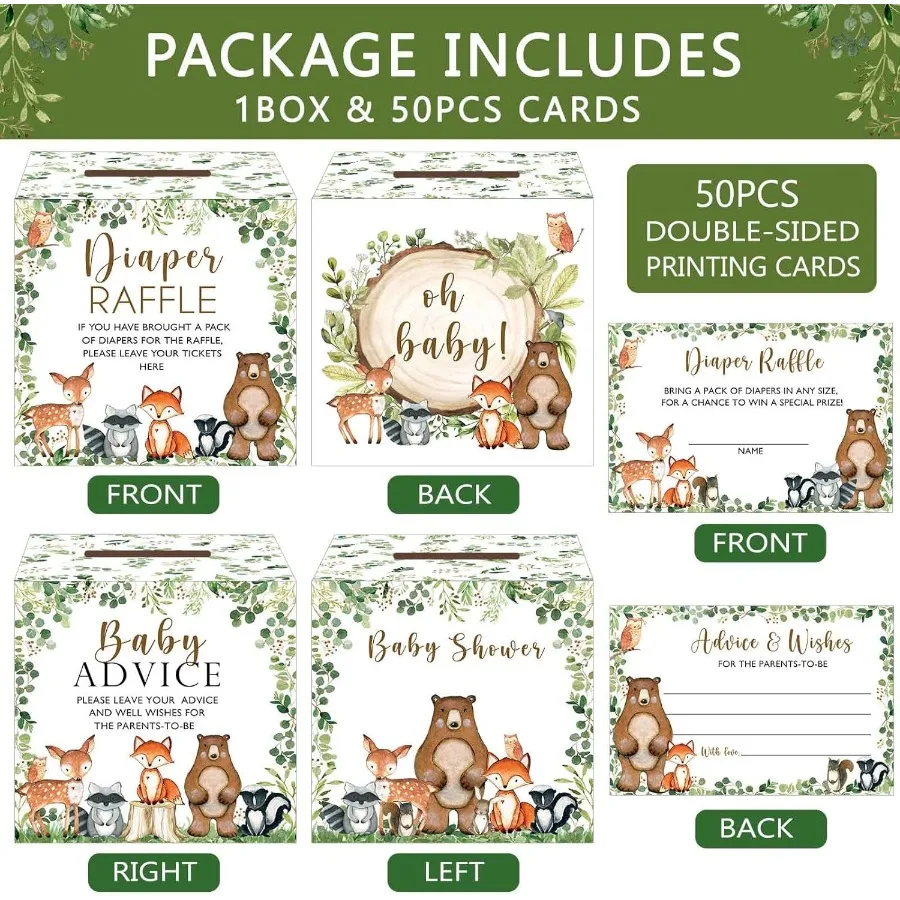 Bosluier Loterij Tickets en Babyadvies Bos Bos Baby Douche Luier Loterij Speldoos Tickets Luier Loterij Ticket