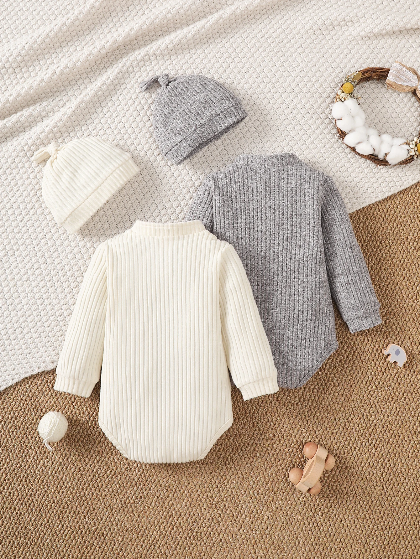 4PCS Baby Boy Spring Autumn Long Sleeve Triangle Romper Suit with Hat Newborn Baby Clothing Set