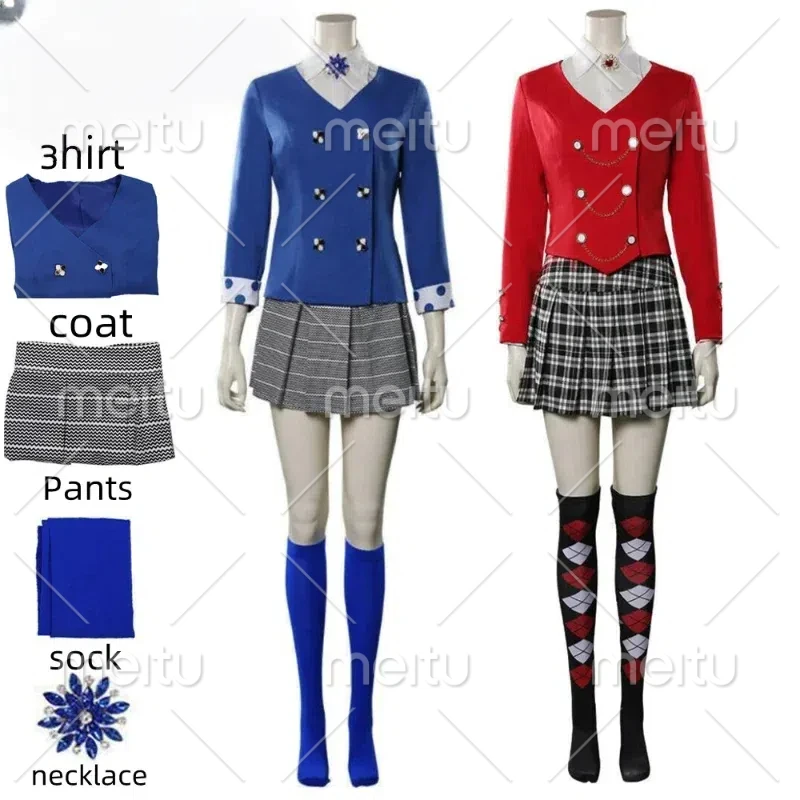 2025 روك الموسيقية فيرونيكا سوير المرحلة فستان المدرسة الأزرق زي الهالوين التأثيري البدلة