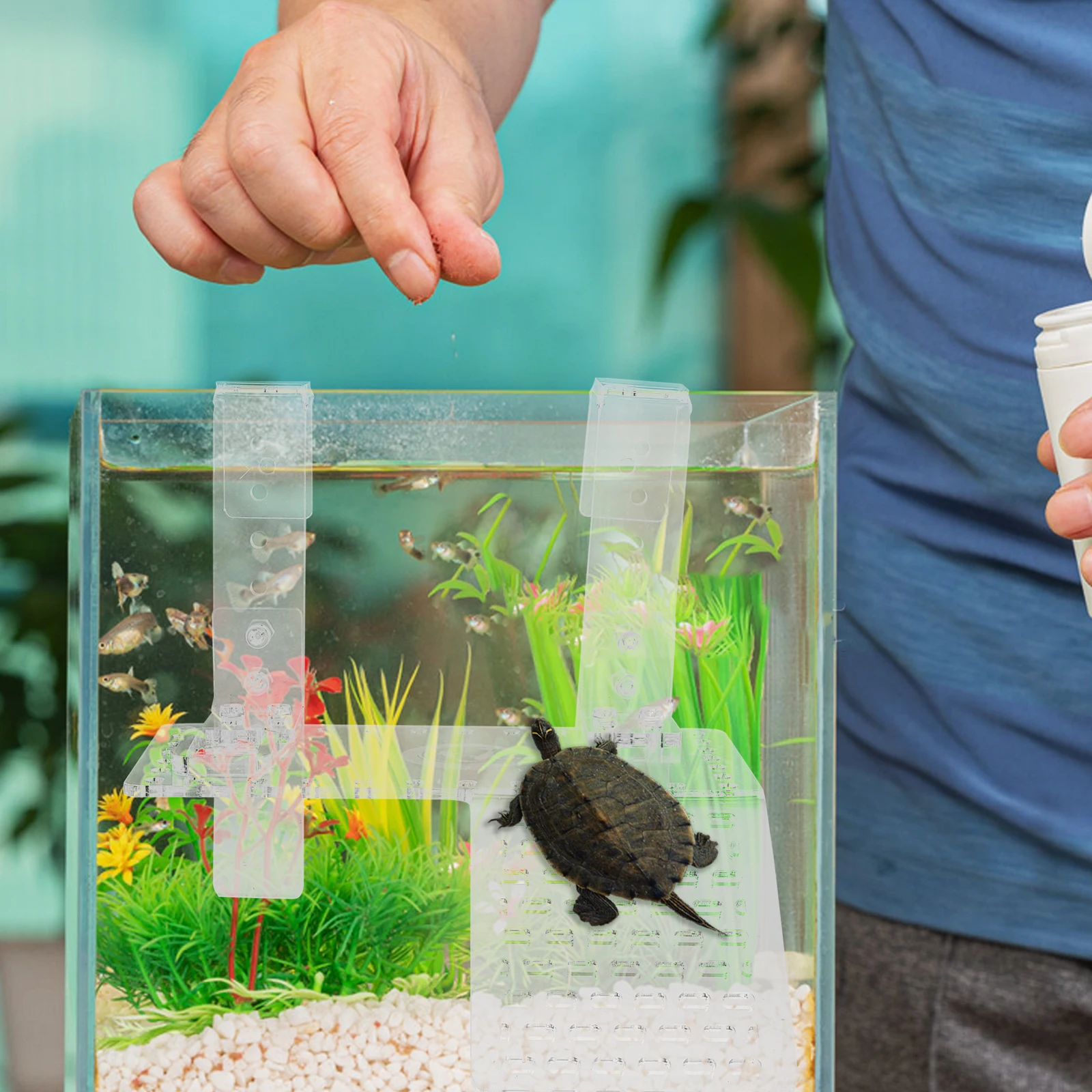 

1Pcs Hanging Turtle Basking Platform Durable Acrylic Floating Island for Turtle Resting Reptile Climbing Platform