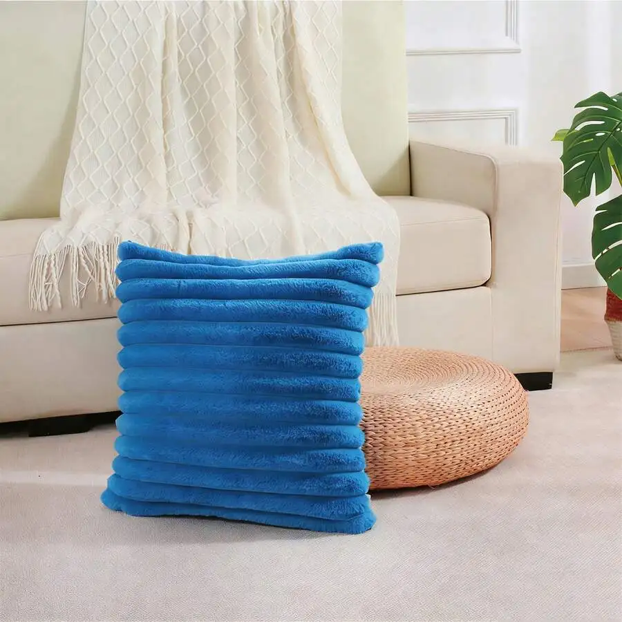 1pc Solid Plush Cushion Cover Without Filler