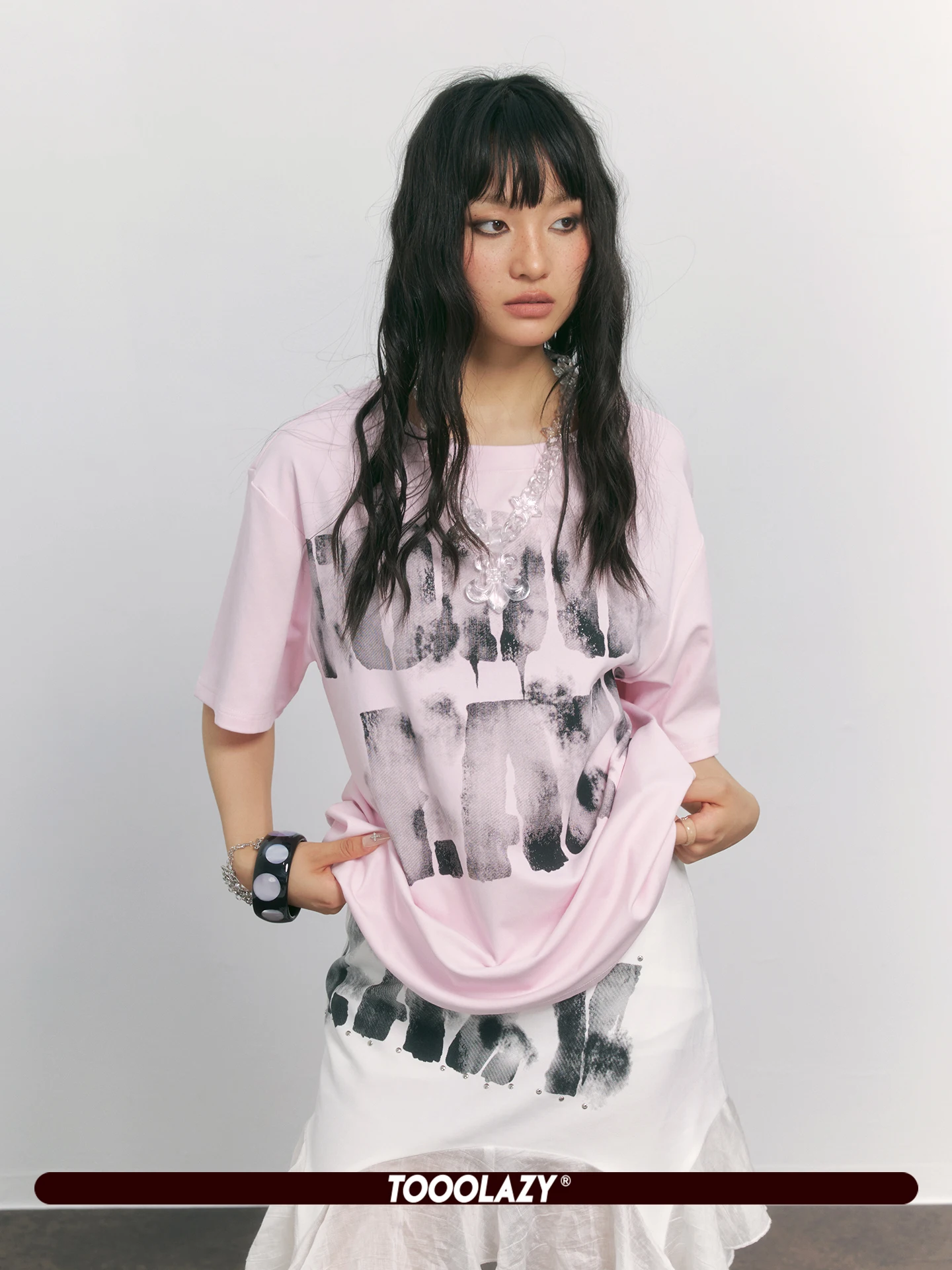 TOOOLAZY American Retro Style Loose Fit Short Sleeve T-Shirt Women's Streetwear Comfortable Skin-friendly Dyed Print Top