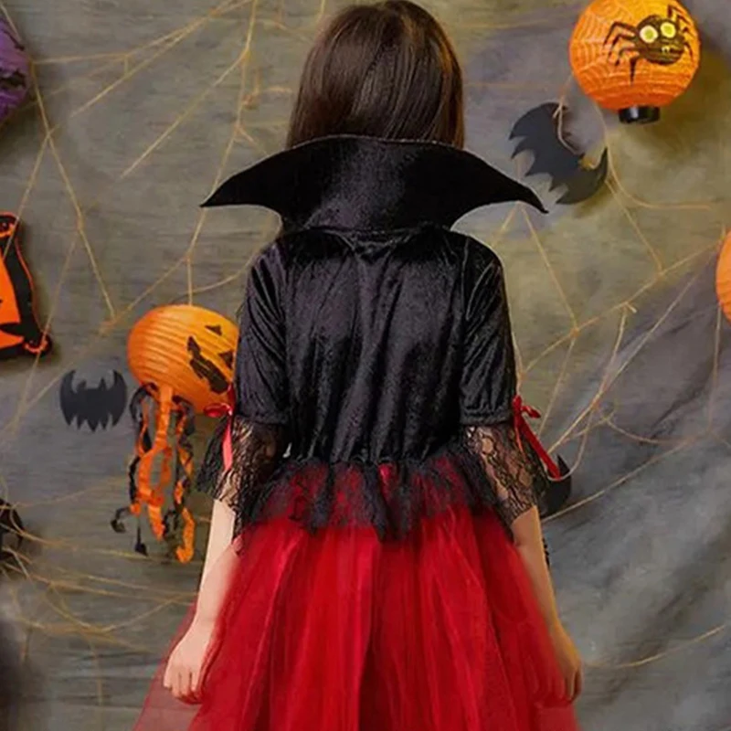 Halloween Costume for Kids Girls Fancy Dress Children Red Hood Dress Cosplay Costumes for Children Evening Party Clothing