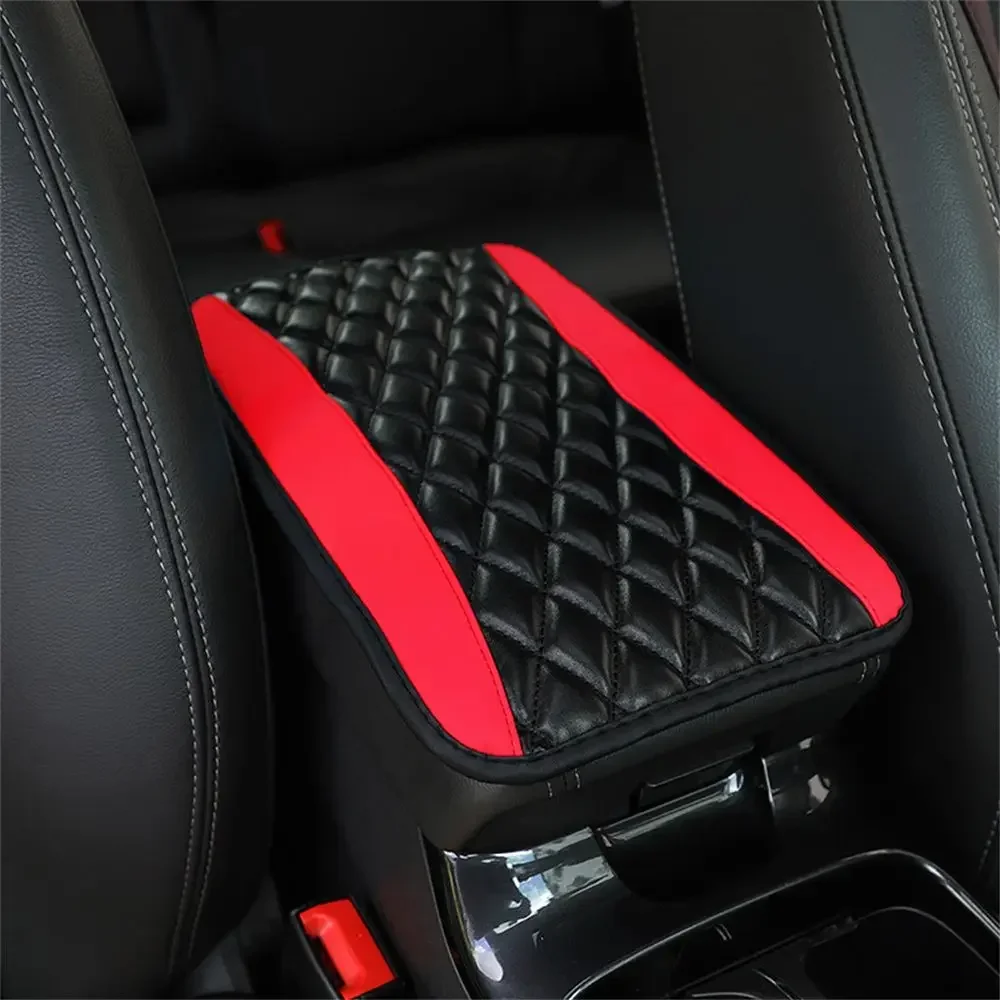 

PU Leather Checkered Embroidered Armrest Pad, Car Center Console Pad, Car Interior Accessory, Suitable for All Seasons