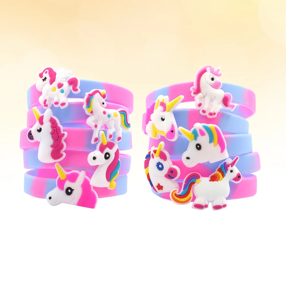 

6Pcs Unicorn Bracelets Colorful Silicone Wristbands Kids Party Favor Accessories Halloween Goody Bag Kid Bracelet