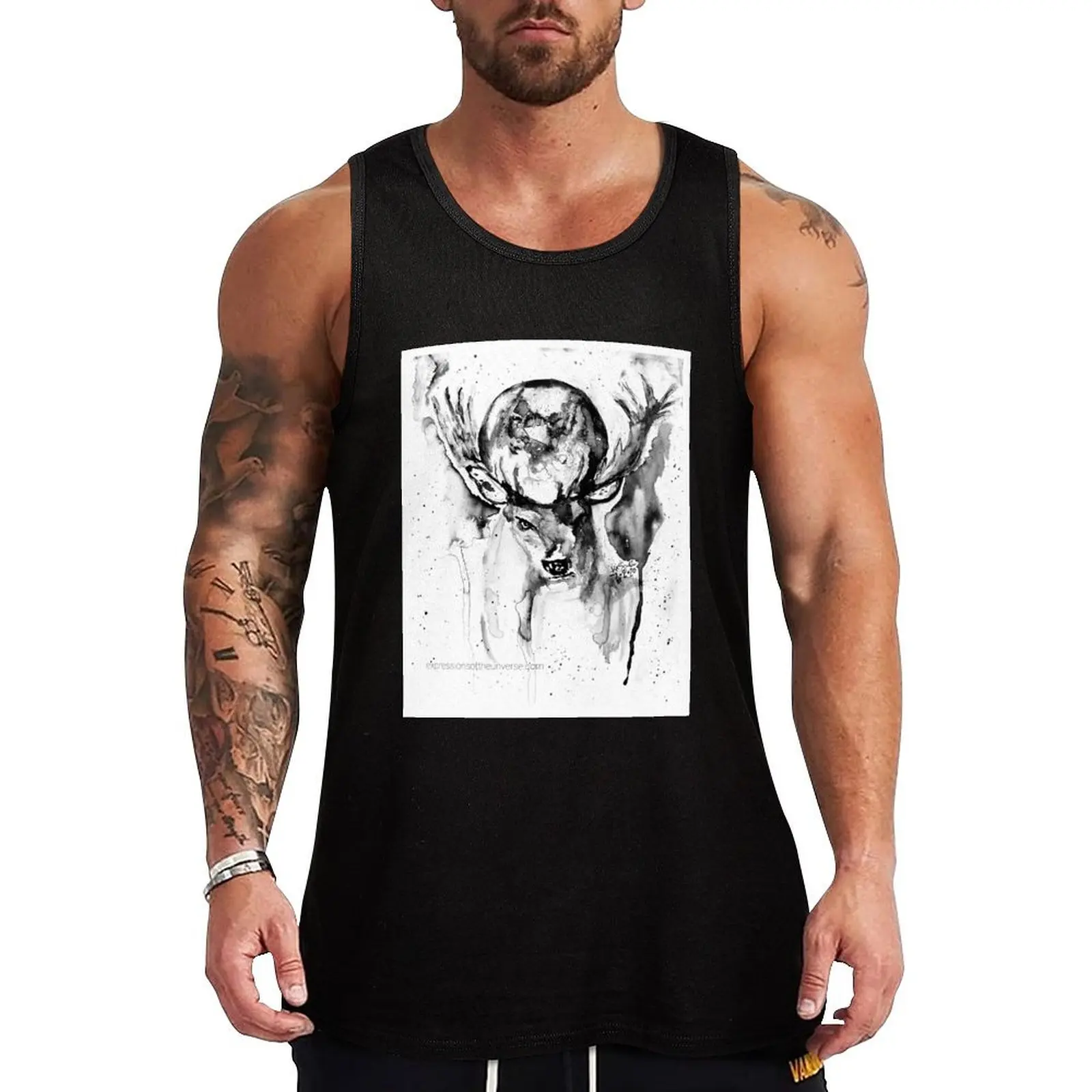 

Full Buck Moon Black and White Tank Top Fitness Tank Top Lightweight Breathable Gym Shirt