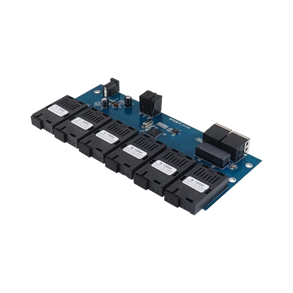 100Mbps Optoelectronic Converter with 6 Fiber Interfaces and 2 PoE Ethernet Ports for 10/100Mbps Network Extension