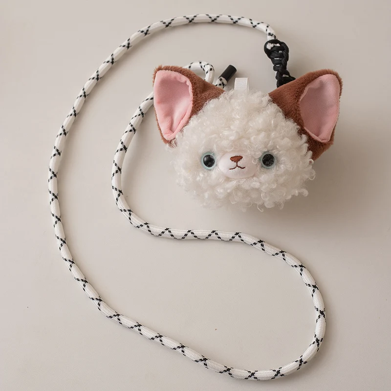 Monedero de gato alemán relleno de felpa, Clip trasero para teléfono móvil, bolso bonito, decoración cruzada Diagonal, muñeca pequeña