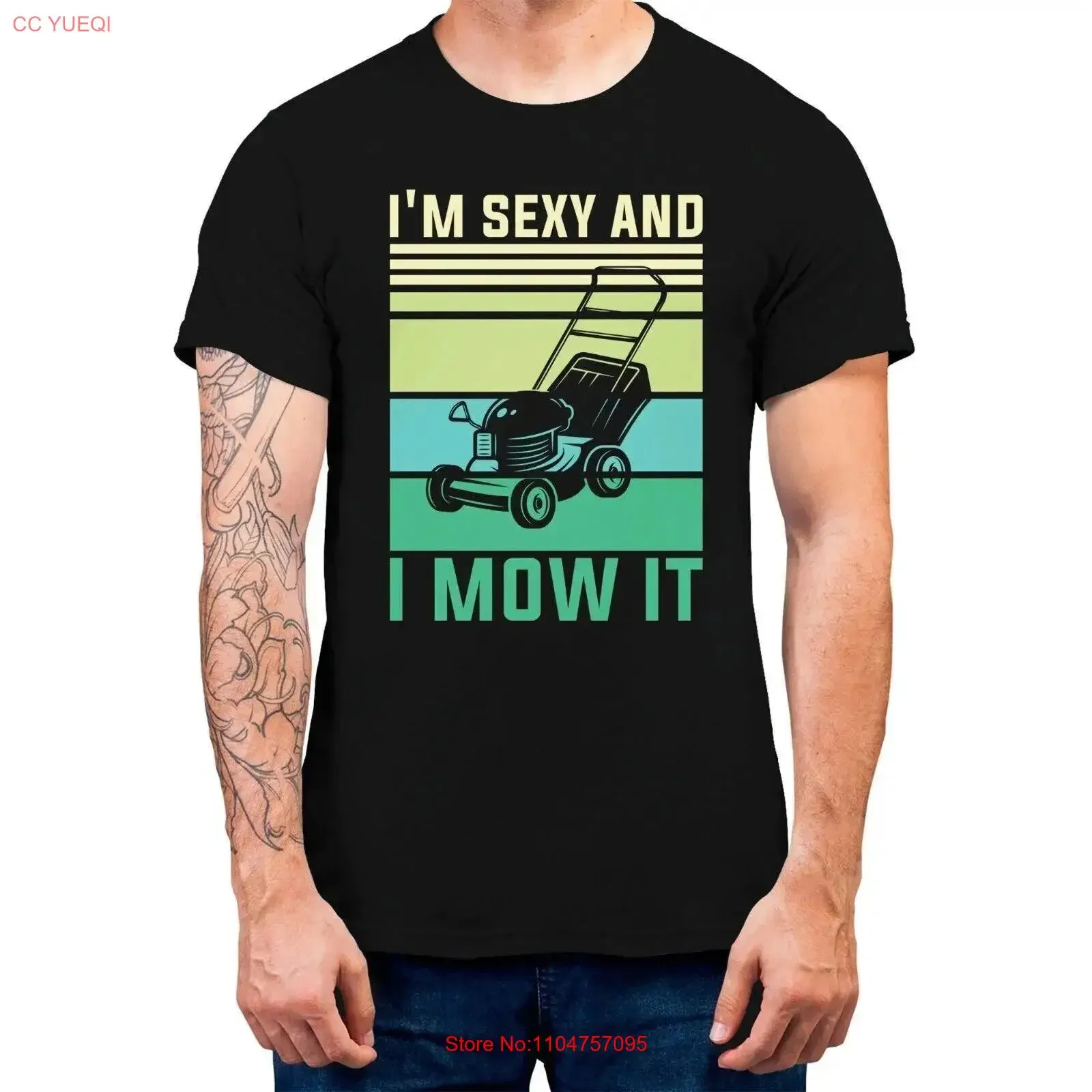 Funny I'm Sexy And I Mow It T shirt Black vintage Washed designer clothes Breathable Casual Unisex streetwear graphic