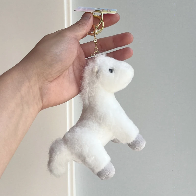 ベビーブロンコぬいぐるみキーホルダー 可愛いポニーのぬいぐるみ バックパック、財布、彼女へのプレゼント、カップルキーリング、バッグチャームアクセサリー