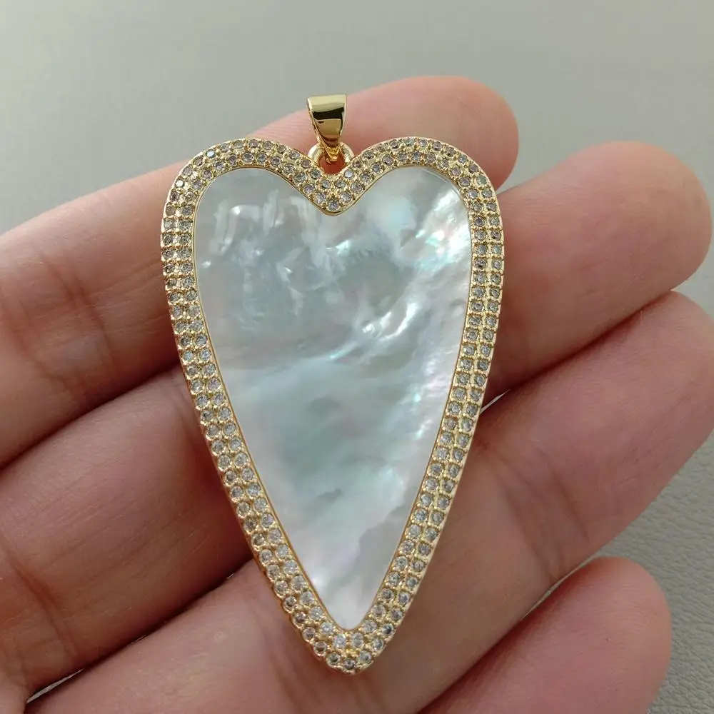 

5шт белое море ракушка кулон сердце Cz Pave кулон Шарм модные украшения