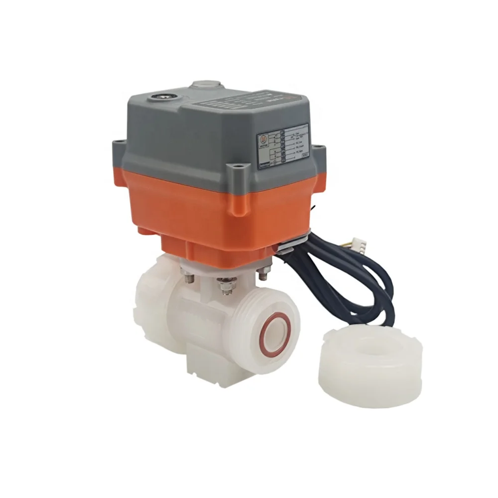 normal on-off DC24V PVDF/EPDM electric ball valve 12V