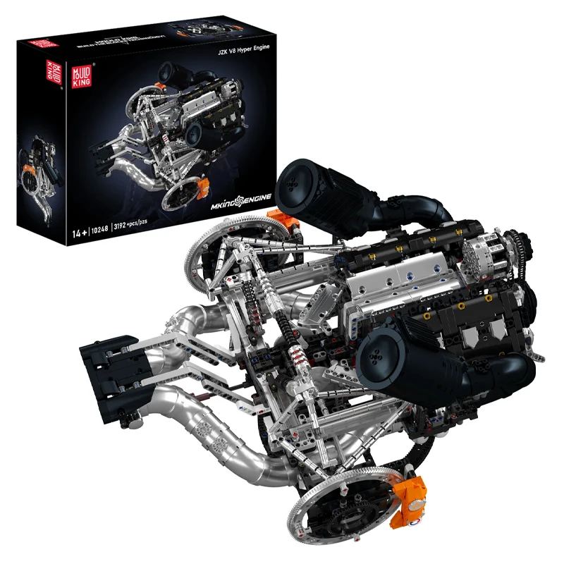 قالب الملك 10248 التقنية JZK V8 فرط المحرك اللبنات الجمعية محرك السيارة الخارقة مجموعات الالعاب الطوب للبالغين