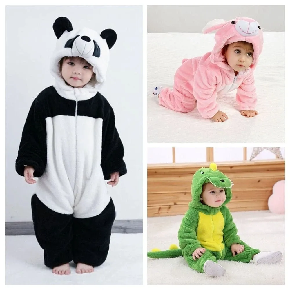 

Baby Green Dinosaur Cartoon Animal Costume Infant Toddler Children Bodysuit Jumpsuit Flannel Pajamas Comfortable Clothes