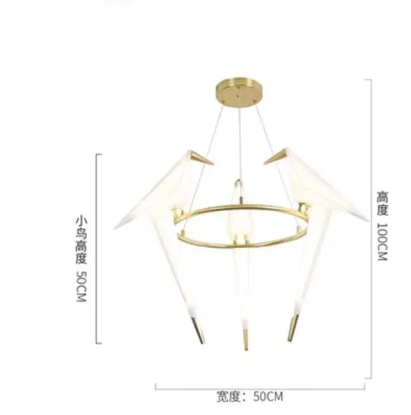 Paper Chandelier Birds For Restaurant Living Room Dining Room Children's Room Origami lamp LED Bird Designer Chandelier Lamp image 3