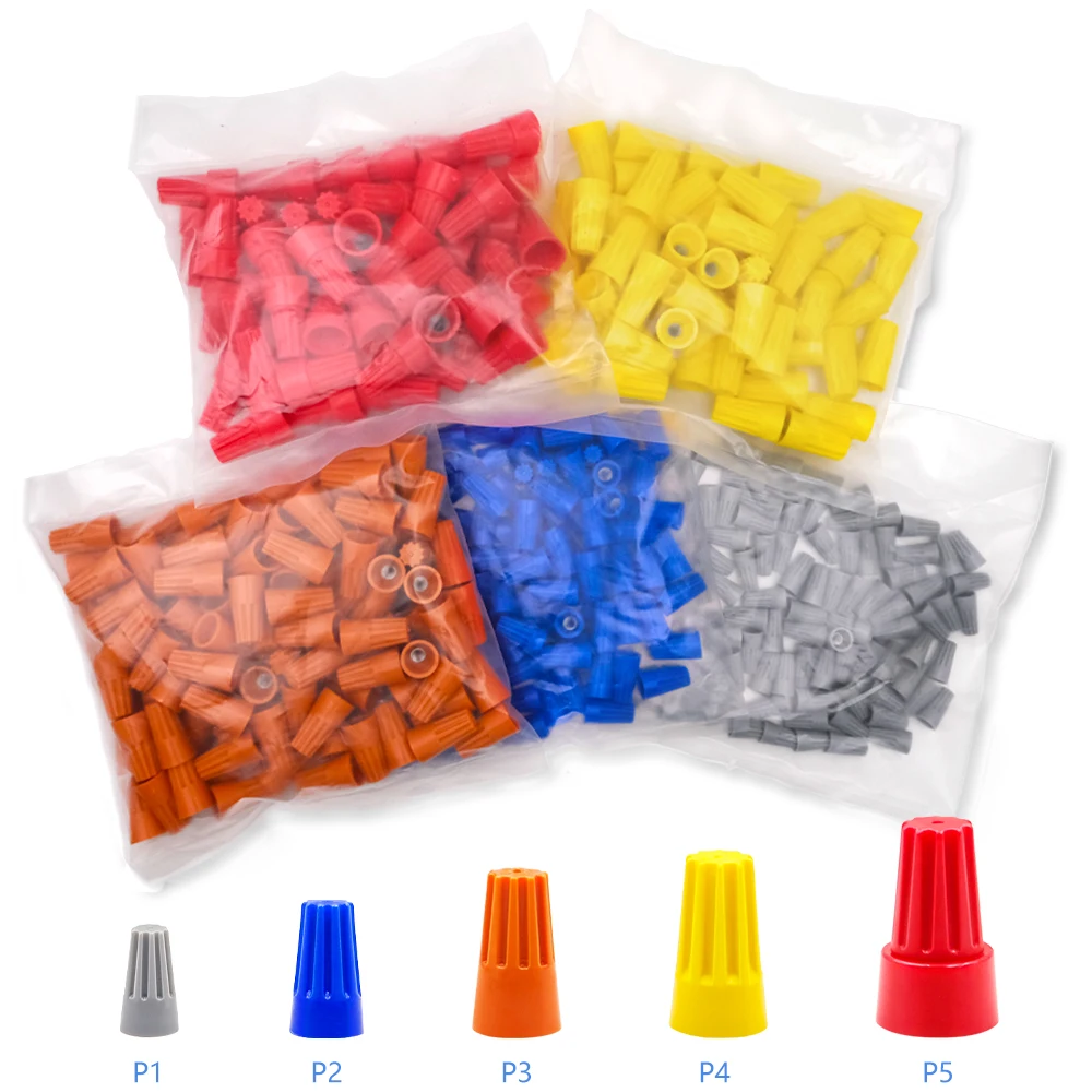 

Twist Spring Cap Twin Crimping End Terminals 5 Colors P1 P2 P3 P4 P6 One Bag Electrical Quick Wire Conductor Fast Connectors