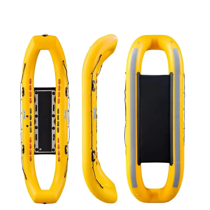 Inflatable Work Boat 4.7m for Maritime Rescue,1.4m Wide 36cm Float Tube Hollow Ends EVA Anti-Slip Deck 9cm Armored Bottom