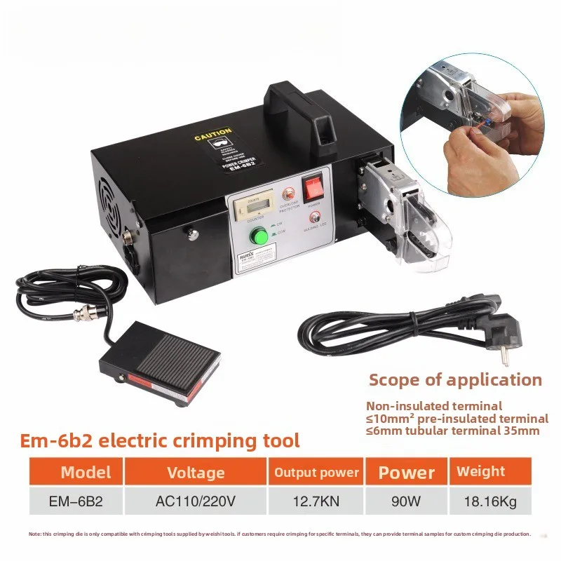 Industrial EM-6B2 Electric Terminal Crimper, Multi-function Crimp Equipment for Bare, Insulated and Ferrule Terminals Tool