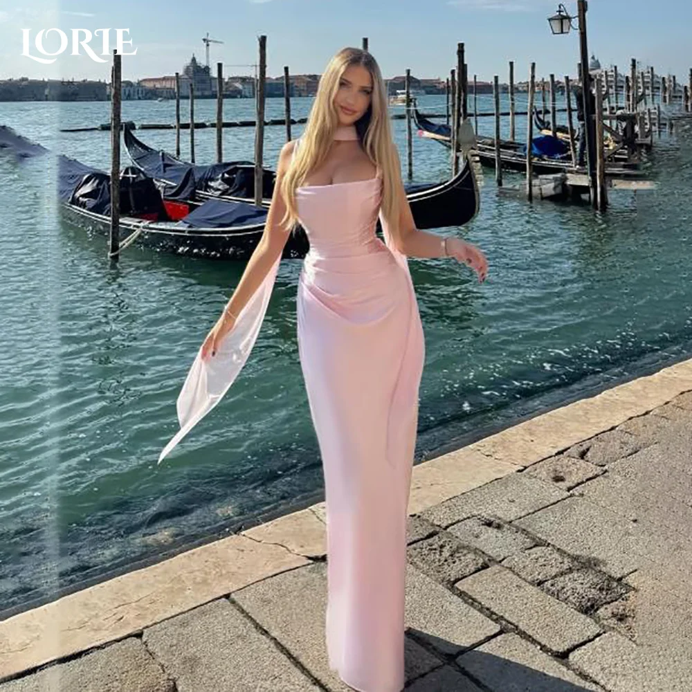 LORIE السباغيتي الأشرطة حورية البحر مساء اللباس تول الخامس الرقبة الطيات مثير ألف خط كشكش فستان الحفلة الراقصة مخصص شق العروس حزب ثوب