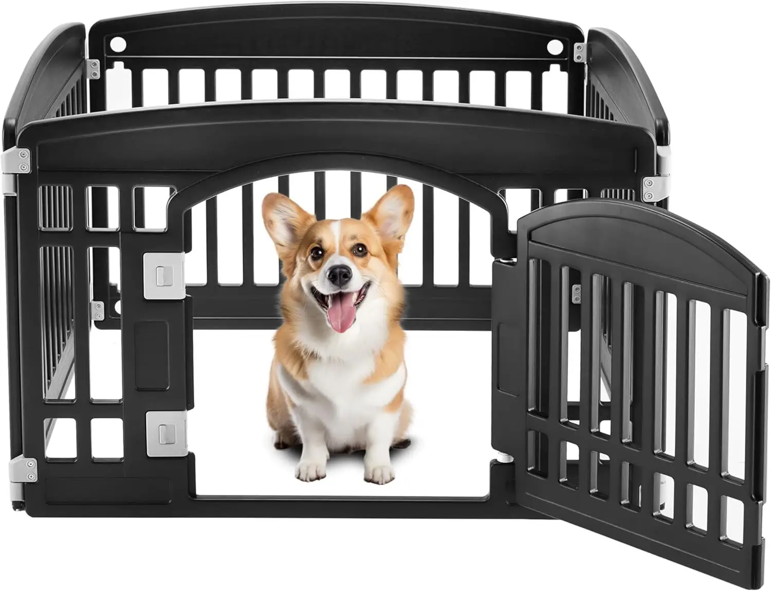 

Dog Playpen 4 Panel 24 Inch with Door Pet Enclosure for Puppies Indoor Outdoor Portable Foldable Dog Fence Yard Play Area for