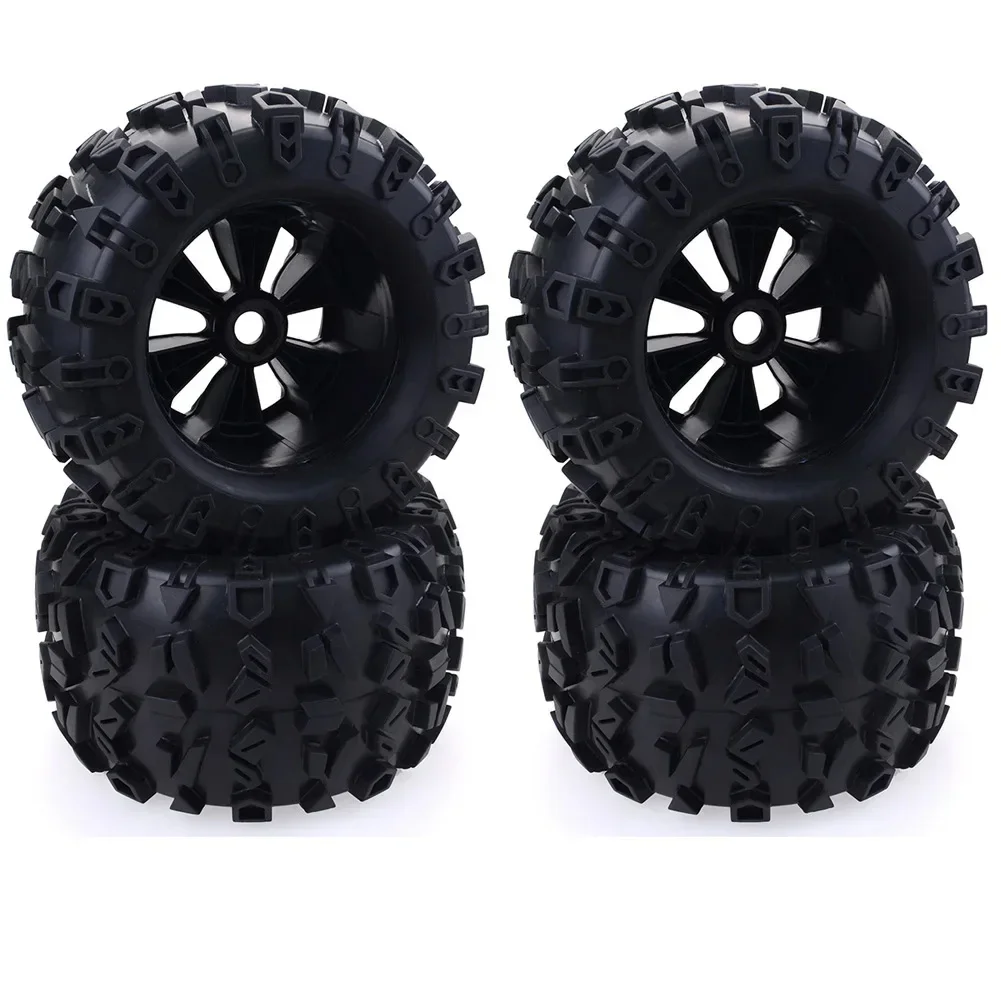 Neumáticos y ruedas hexagonales para camión teledirigido, juego pegado para Traxxas Maxx Tmaxx e-revo Revo 1/8, JLB Cheetah Monster, escala 3,3, 17mm, 4 unids/lote por paquete