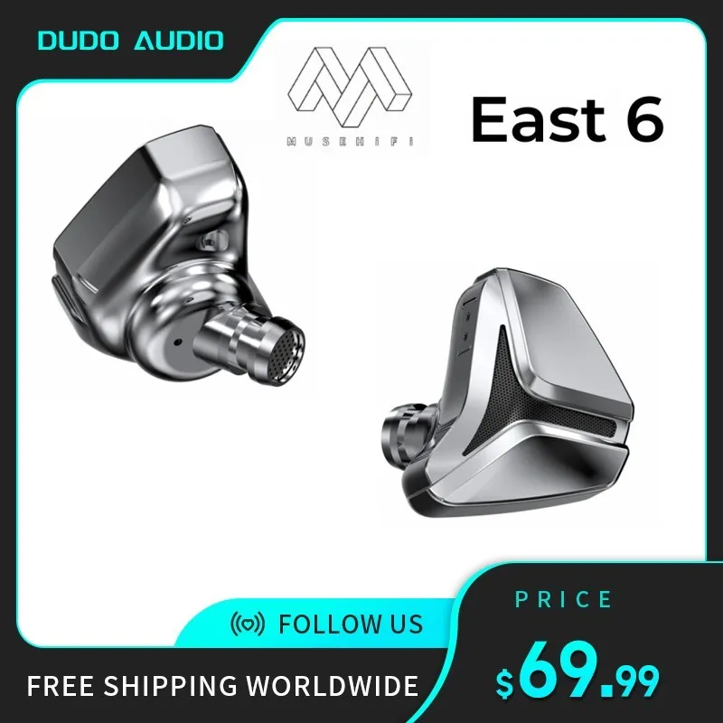 

Muse HiFi The East 6 Flagship 10mm Single Dynamic Driver in-Ear Monitors with Open Acoustic Chamber, Swappable Ear Nozzle Design