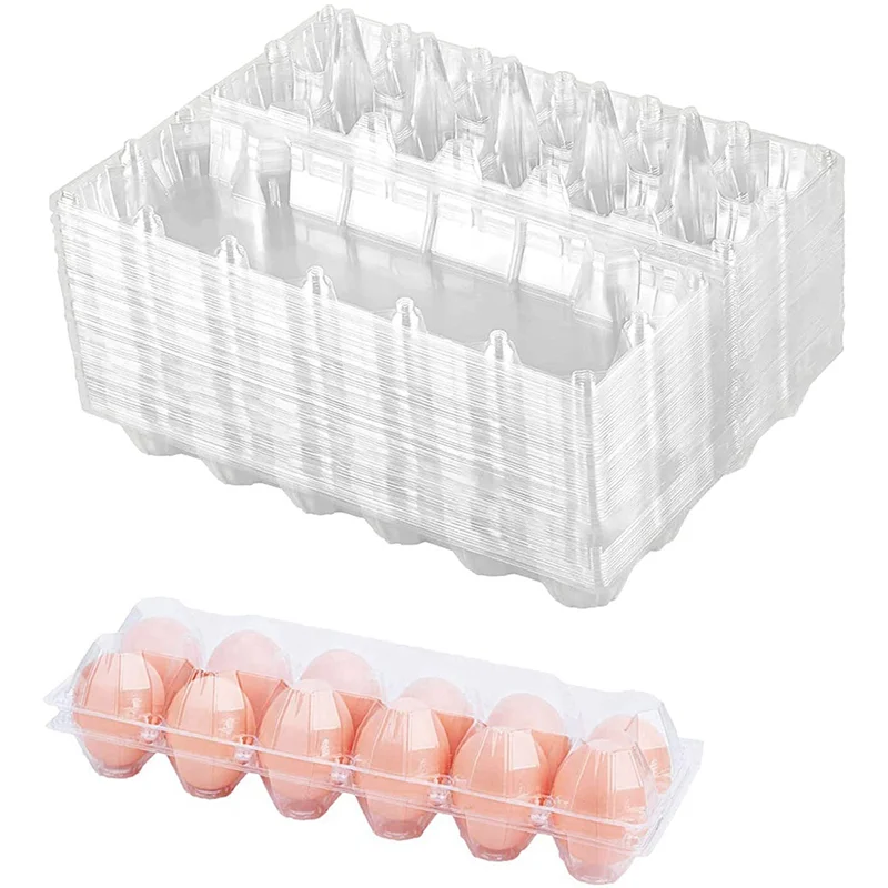 60 Pack Plastic Egg Cartons Cheap Bulk One Dozen Clear Empty Egg Cartons for Chicken Eggs