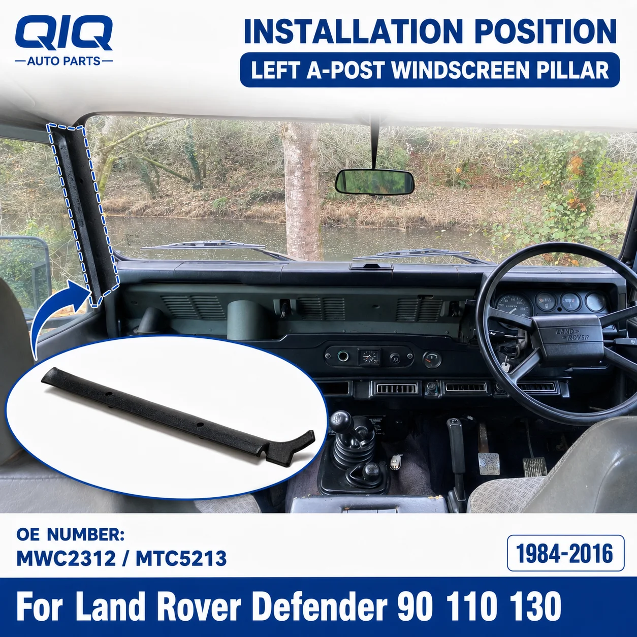 Ein Paar Innenraum-A-Säulen-Verkleidungen links und rechts für Land Rover Defender 90 110 130 1984-2016 MWC2312 MTC5213 – Detail 3