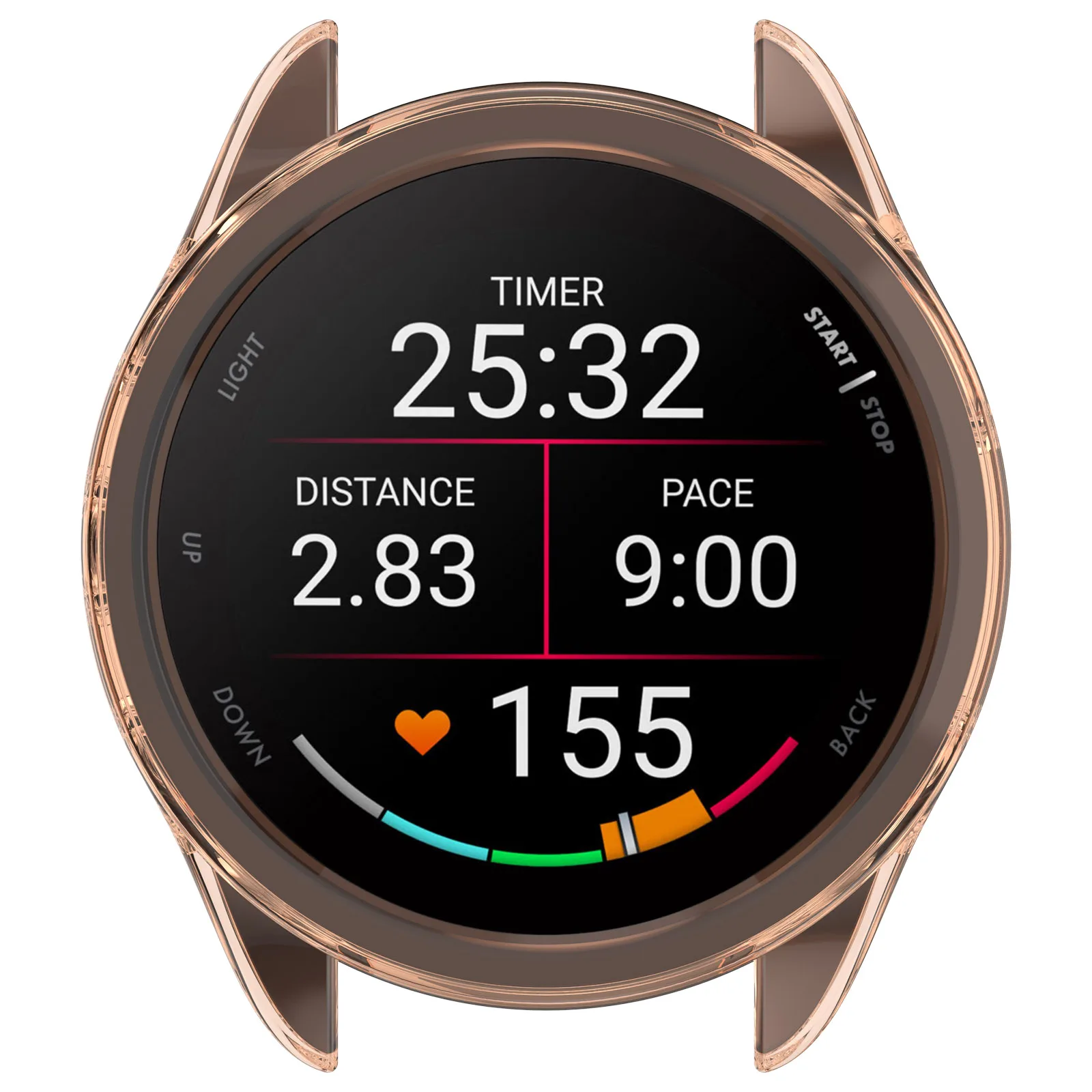 لساعة Garmin Forerunner 165 / Forerunner 165 Music TPU إطار ساعة ذكية - وردي شفاف