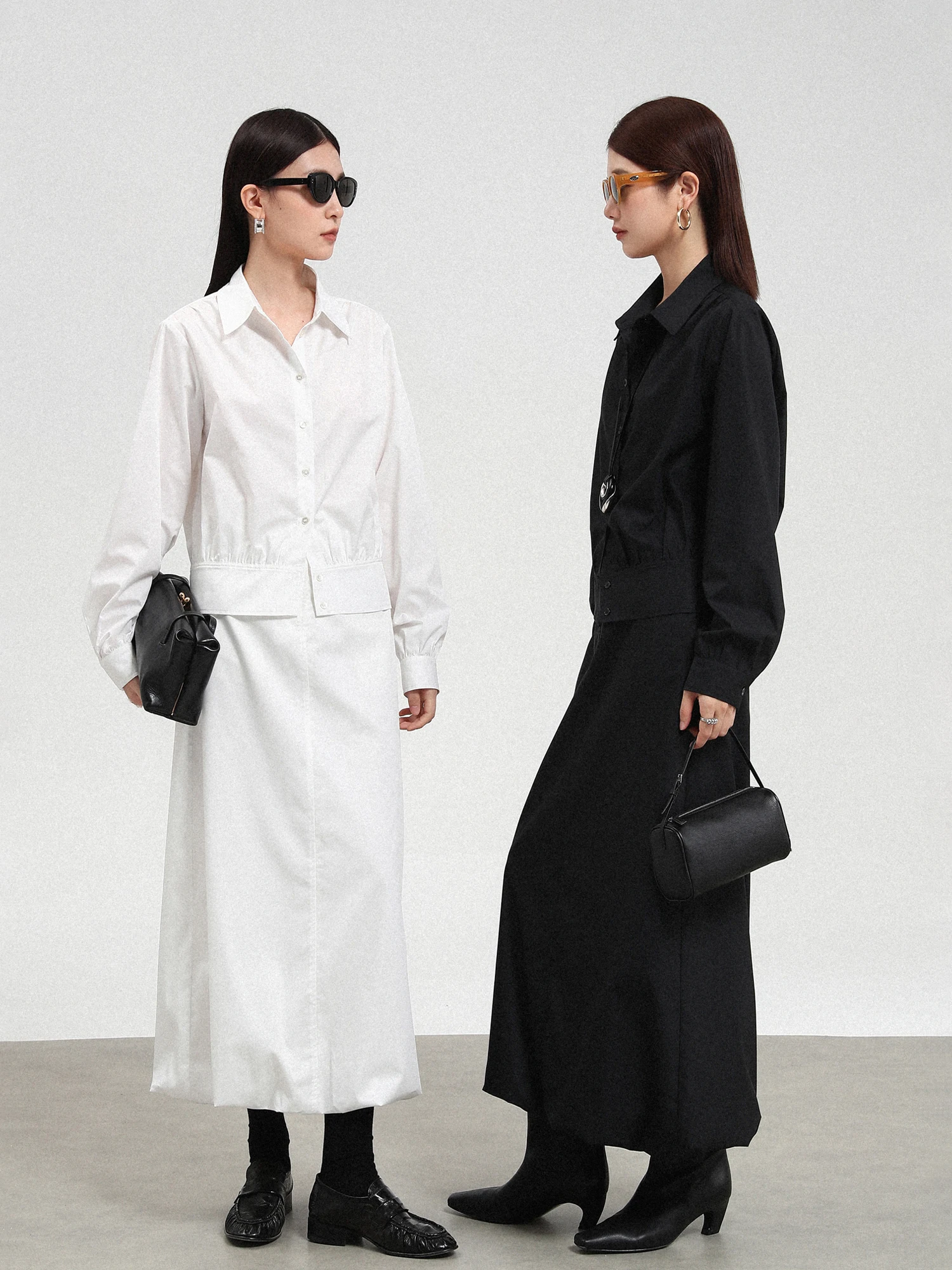 

FANLE STUDIOS Новая короткая юбка из бамбукового волокна для повседневной носки, с длинными рукавами, на пуговицах, короткая длина